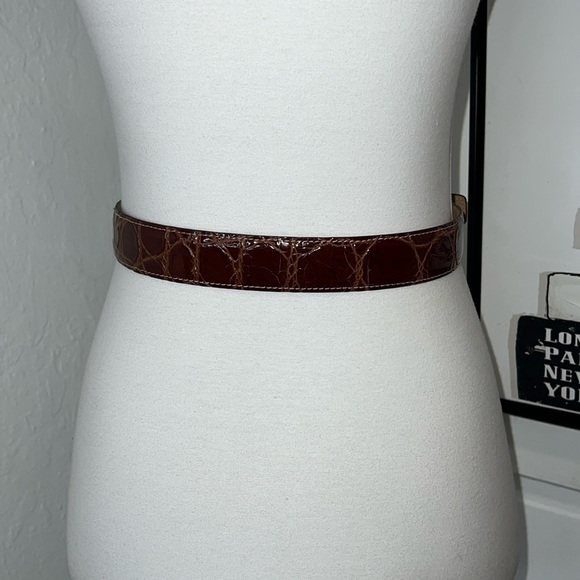 WCM Brown Leather Reptile Print Belt Size S - Picture 3 of 7